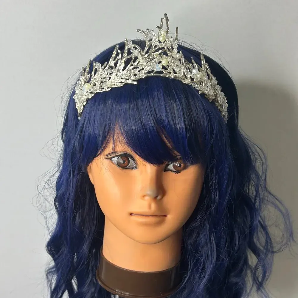 Silver Woodland Fairy Tiara Crystal Beaded Pearl Branch Crown Fantasy Costume